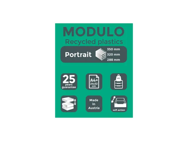 Ladenbox Modulo A4 5 Lades Afsluitbaar Met Sleutel Zwart