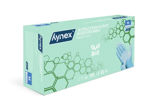 Handschoen Hynex nitril Bio M blauw 3.5gr 100 stuks