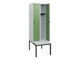 locker met bank,HxBxD 1950x600x815mm,2vak,vak B 300mm,draaigrendel - 2