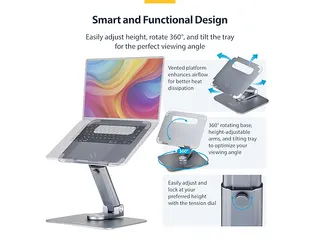 Telescopische Laptopstandaard Draagvermogen Tot 5kg Zilver - 2