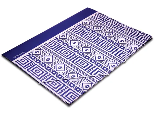 Ethnic elastomap met kleppen A4 blauw karton