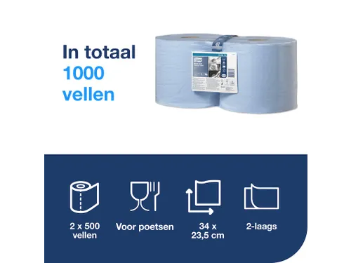 Tork Poetsrol 130072 Combirol W1 / W2 2-Laags Blauw