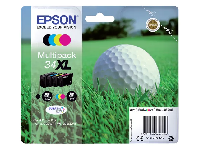 Inktcartridge Epson 34XL T3476 zwart + 3 kleuren C13T34764010