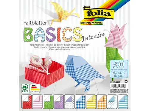 Vouwblaadjes Folia 80gr 20x20cm 50 vel 2-zijdig 10 basics designs