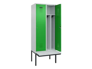locker met bank,voor scheiding van kleding,HxBxD 2120x800x815mm,2vak - 1