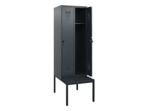 locker met bank,HxBxD 1950x600x815mm,2vak,vak B 300mm,draaigrendel