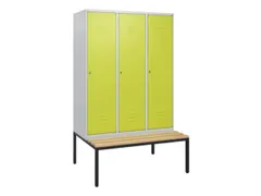 locker met bank,HxBxD 1950x1200x815mm,3vak,vak B 400mm,cil.-slot