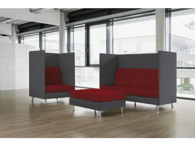 Highback Loungebank 2-Zits Romp Grijs Zitkussen Rood