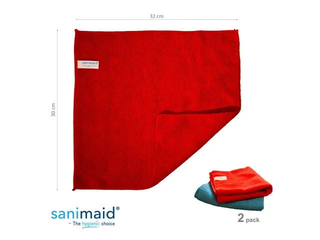 Sanimaid Microvezeldoeken Antibacterieel Set Blauw en Rood