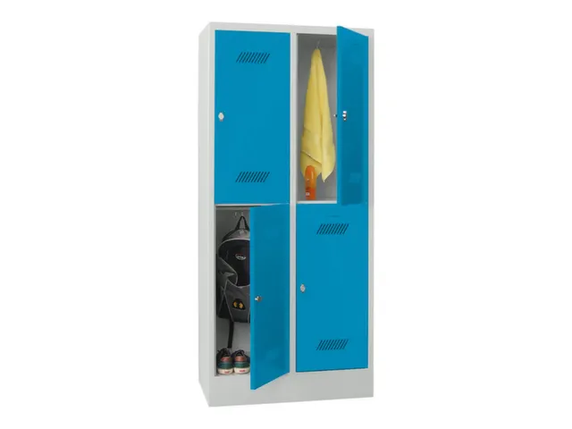dubbeldekse locker,HxBxD 1850x800x500mm,2x2vak.,RAL7035,front RAL5012