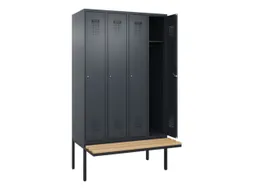 locker met bank,HxBxD 2120x1200x815mm,4vak,vak B 300mm,cilinderslot