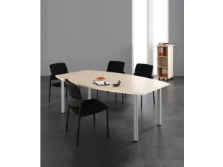 vergadertafel HxBxD 72x200x80cm vatvormig beuken 4voeten Alu - 5