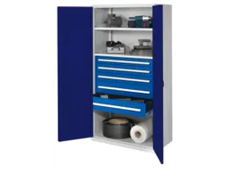 Materiaalkast Geperf. Deuren 1950x1000x600mm 2legborden 5laden Ral5010