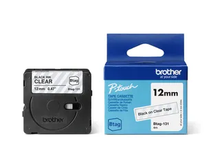 Labeltape Brother Ptouch Btag-131 12mm zwart op transparant - 4