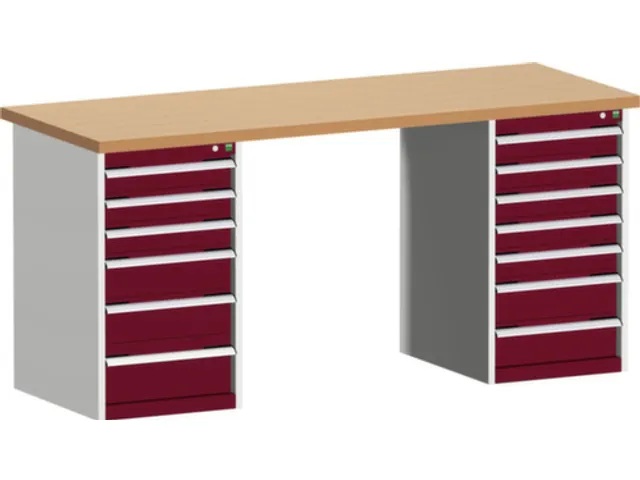 werkbank,HxBxD 940x2000x750mm,beukenblad,draagverm. 1500kg,2containers