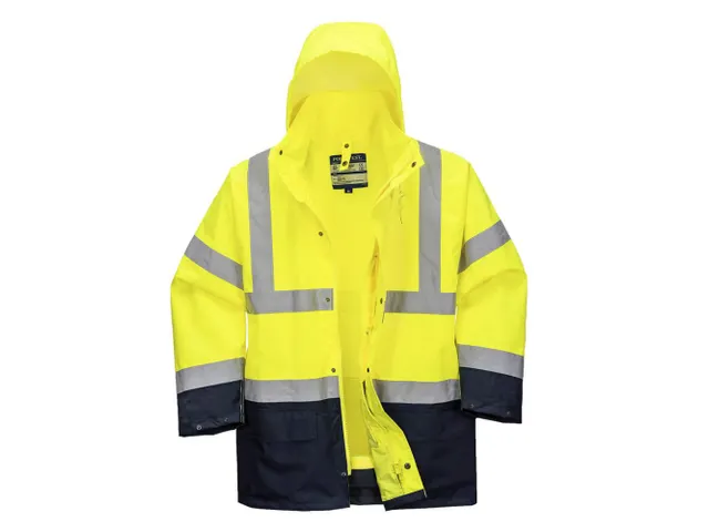 Portwest S766 Essential 5-in-1 hi-vis parka, geel/marineblauw, maat XS