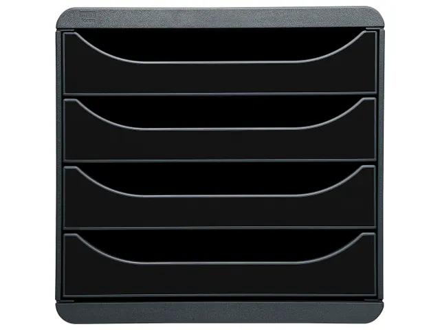 Module de classement Big Box 4 tiroirs Glossy - Noir brillant