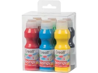 Creall Spongy Grote acrylverf stempelstiften 6 stuks 70ml assorti - 1