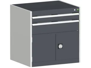 ladekast HxBxD 800x800x750mm 2laden RAL7035 front RAL7016 - 2