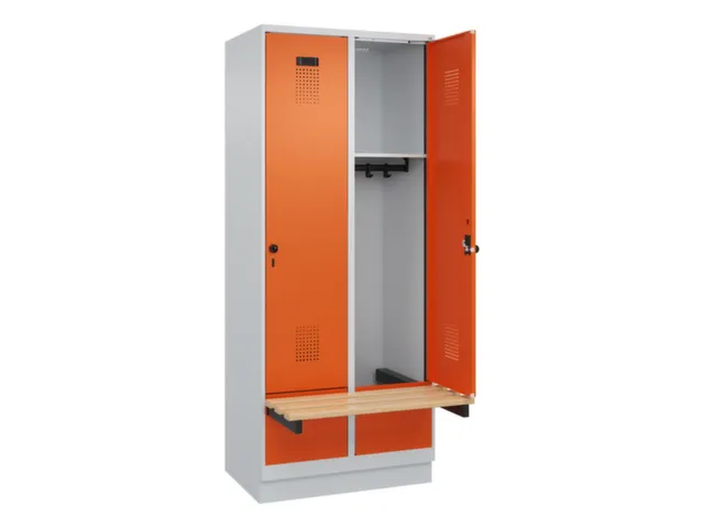 locker met bank,HxBxD 1950x800x815mm,2vak,vak B 400mm,draaigrendel