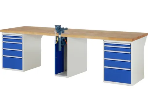 werkbank,HxBxD 890x3000x900mm,beukblad,draagverm. 750kg,3containers