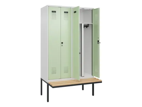 PBM-locker met bank,HxBxD 2120x1200x815mm,4vak,vak B 300mm