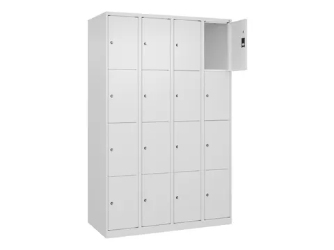 lockerkast,HxBxD 1850x1200x500mm,4x4vakken,vak B 300mm,cil.-slot