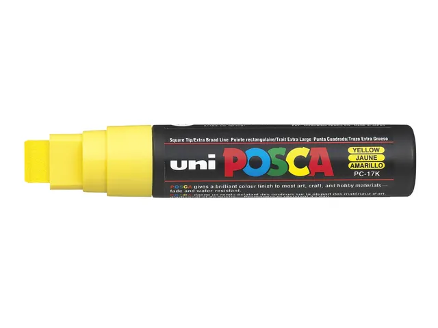 Verfstift Posca PC17K Extra Brede punt 15mm rechthoek geel