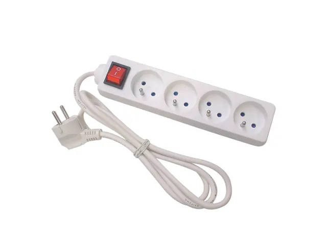 Bloc Multiprise - 4 Prises - Avec Interrupteur - CÂBLE DE 3m - Blanc