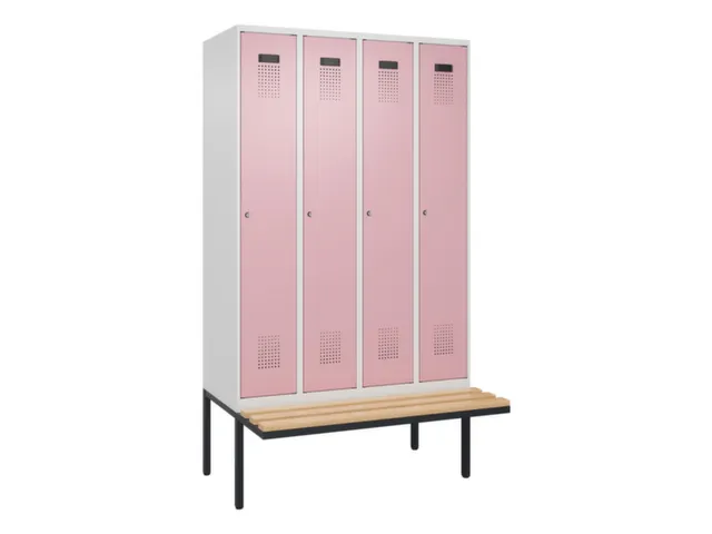 locker met bank,voor scheiding van kleding,HxBxD 2120x1200x815mm,4vak