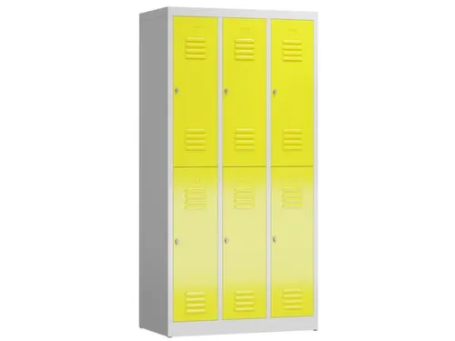 Dubbeldekse garderobekast 1800x870x500mm 3x2vak klink RAL7035 RAL1018