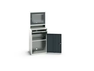 pc-kast monitorvak 1650x650x550mm toetsenbordblad RAL7035+RAL7016 - 2