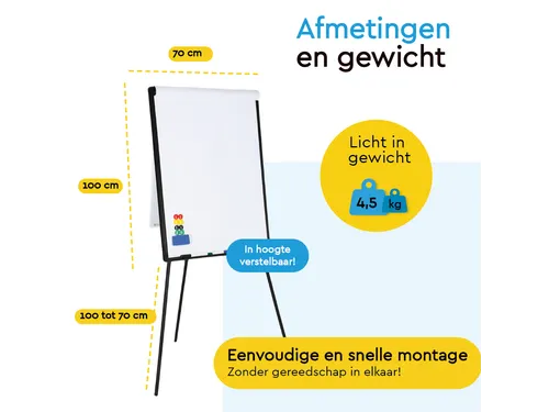 BRASQ Flipover Basic 70x100cm Magnetisch Zwart inclusief accessoires