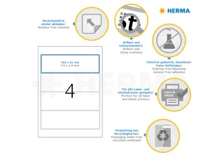 HERMA 10141 Rugetiket breed 192x61mm Verwijderbaar Wit 400 stuks - 3