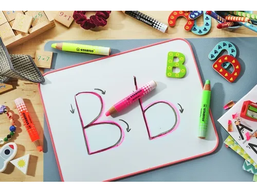 Whiteboardpotlood STABILO MARKdry 4 stuks neon kleuren