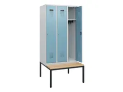 locker met bank,HxBxD 1950x900x815mm,3vak,vak B 300mm,cilinderslot