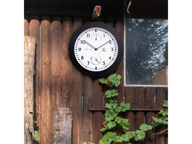 Buitenklok Nextime dia 25,5cm Daisy met thermo- en hydrometer cijfers,