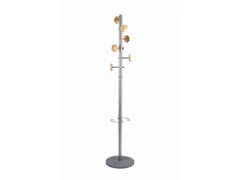 Music designkapstok aluminium met 9 houten haken met paraplurek 175cm