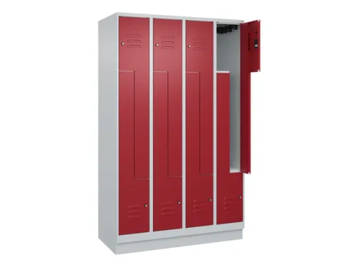 Z-garderobekast,HxBxD 1950x1200x500mm,vak B 150/300mm,cil.-slot,sokkel