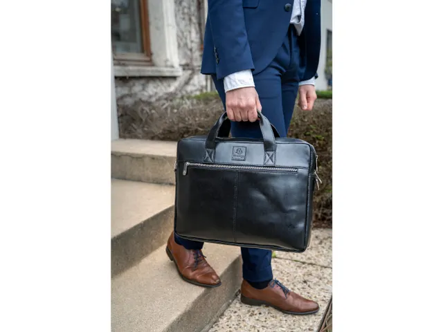 Computertas Exactive zwart leder