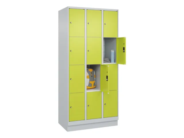 lockerkast,HxBxD 1950x900x500mm,3x4vakken,vak B 300mm,cil.-slot,sokkel