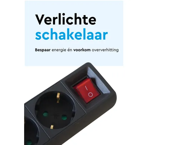 Stekkerdoos BRASQ 6 voudig 5 meter zwart