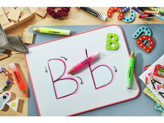 Whiteboardpotlood STABILO MARKdry 4 stuks neon kleuren