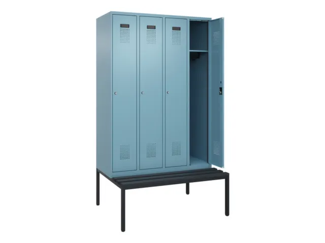 locker met bank,HxBxD 2120x1200x815mm,4vak,vak B 300mm,cilinderslot