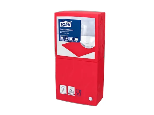 Tork 477826 Cocktailservet Advanced Rood 24x24cm