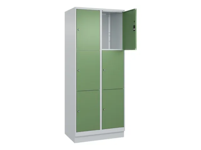 lockerkast,HxBxD 1950x800x500mm,2x3vakken,vak B 400mm,cil.-slot,sokkel