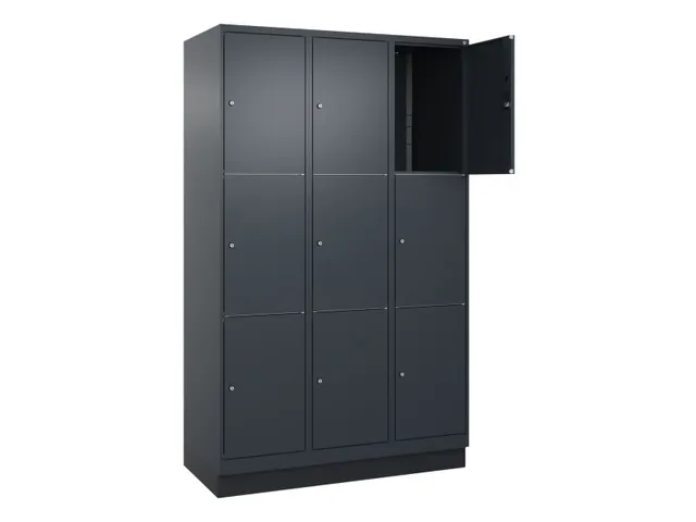 lockerkast,HxBxD 1950x1200x500mm,3x3vakken,vak B 400mm,cil.-slot