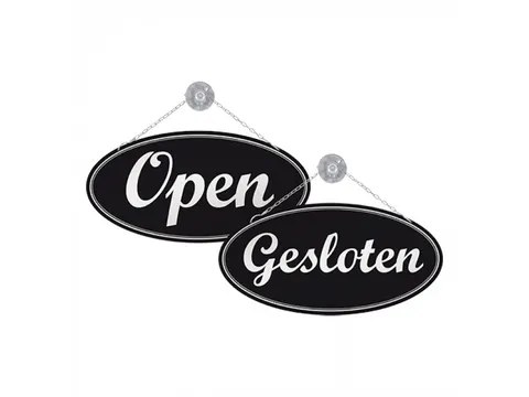 Deurbord open/gesloten met ketting