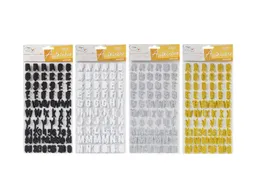 Stickers Alfabet glitter zwart wit zilver 3 assorti