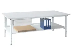 bijzet- paktafel 70-95x200x90cm Lichtgrijs 4 poten RAL7035